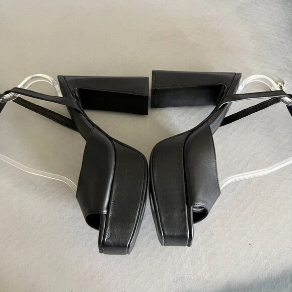 Raye Revolve Black Dot Platform Tie Up Wrap Block Heels - Picture 11 of 14